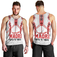 Toitu Te Tiriti Waitangi Men Tank Top White Wharenui House - Polynesian Pride