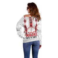 Toitu Te Tiriti Waitangi Off Shoulder Sweater White Wharenui House - Polynesian Pride
