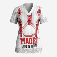 Toitu Te Tiriti Waitangi Scrub Top White Wharenui House - Polynesian Pride