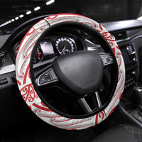 Toitu Te Tiriti Waitangi Steering Wheel Cover White Wharenui House - Polynesian Pride