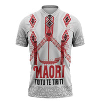 Toitu Te Tiriti Waitangi Zipper Polo Shirt White Wharenui House - Polynesian Pride