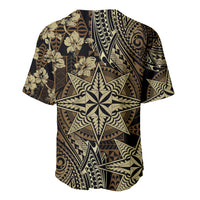 Vintage Tonga Tribal Ngatu Pattern Baseball Jersey With Pacific Floral Brown Art