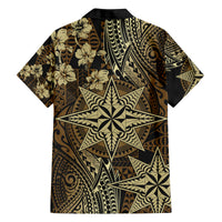 Vintage Tonga Tribal Ngatu Pattern Family Matching Puletasi and Hawaiian Shirt With Pacific Floral Brown Art LT9 - Polynesian Pride