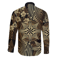 Vintage Tonga Tribal Ngatu Pattern Family Matching Short Sleeve Bodycon Dress and Hawaiian Shirt With Pacific Floral Brown Art LT9 - Polynesian Pride