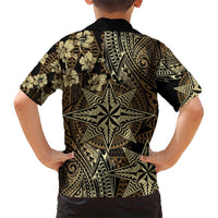 Vintage Tonga Tribal Ngatu Pattern Hawaiian Shirt With Pacific Floral Brown Art