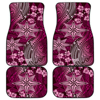 Vintage Tonga Tribal Ngatu Pattern Car Mats With Pacific Floral Pink Art