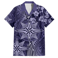 Vintage Tonga Tribal Ngatu Pattern Family Matching Puletasi and Hawaiian Shirt With Pacific Floral Pink Art LT9 Dad's Shirt - Short Sleeve Pink - Polynesian Pride