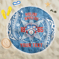 Personalised Tonga Apifo'ou College Beach Blanket Since 1865 Special Kupesi Pattern