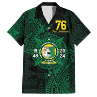Personalised Tonga Liahona High School 76th Anniversary Family Matching Puletasi and Hawaiian Shirt Special Kupesi Pattern LT9 Dad's Shirt - Short Sleeve Green - Polynesian Pride