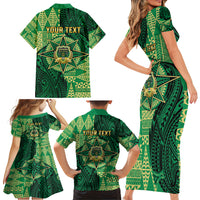 Personalised Tonga Saineha High School Family Matching Short Sleeve Bodycon Dress and Hawaiian Shirt Since 1978 Special Kupesi Pattern