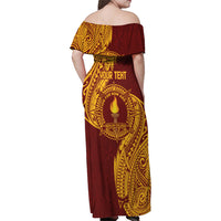 Personalised Tonga Beulah College Family Matching Off Shoulder Maxi Dress and Hawaiian Shirt Since 1938 Special Kupesi Pattern