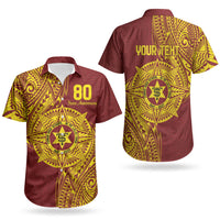 Personalised Tonga High School 80th Anniversary Couples Matching Off The Shoulder Long Sleeve Dress and Hawaiian Shirt Special Kupesi Pattern LT9 - Polynesian Pride