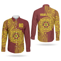 Personalised Tonga High School 80th Anniversary Couples Matching Tank Maxi Dress and Long Sleeve Button Shirt Special Kupesi Pattern LT9 - Polynesian Pride