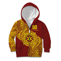 Personalised Tonga High School 77th Anniversary Kid Hoodie Special Kupesi Pattern LT9 Zip Hoodie Gold - Polynesian Pride