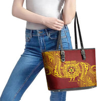 Personalised Tonga High School 77th Anniversary Leather Tote Bag Special Kupesi Pattern