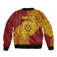 Personalised Tonga High School 80th Anniversary Sleeve Zip Bomber Jacket Special Kupesi Pattern LT9 - Polynesian Pride