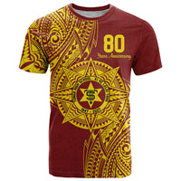 Personalised Tonga High School 80th Anniversary T Shirt Special Kupesi Pattern LT9 Gold - Polynesian Pride