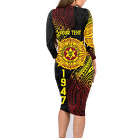 Personalised Tonga High School Family Matching Long Sleeve Bodycon Dress and Hawaiian Shirt Since 1947 Special Kupesi Pattern