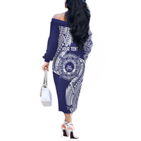 Personalised Tonga Tupou College Tolo 158th Anniversary Off The Shoulder Long Sleeve Dress Special Kupesi Pattern