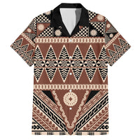 Vintage Bula Fiji Hawaiian Shirt Brown Tapa Masi Motif