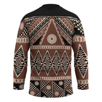 Vintage Bula Fiji Hockey Jersey Brown Tapa Masi Motif - Polynesian Pride