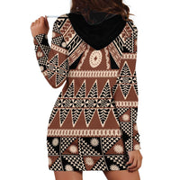 Vintage Bula Fiji Hoodie Dress Brown Tapa Masi Motif
