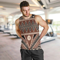 Vintage Bula Fiji Men Tank Top Brown Tapa Masi Motif