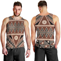 Vintage Bula Fiji Men Tank Top Brown Tapa Masi Motif