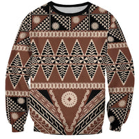 Vintage Bula Fiji Sweatshirt Brown Tapa Masi Motif