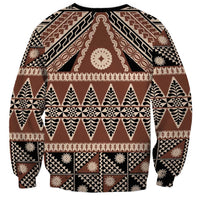 Vintage Bula Fiji Sweatshirt Brown Tapa Masi Motif