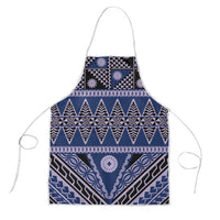 Vintage Bula Fiji Apron Prussian Blue Tapa Masi Motif - Polynesian Pride