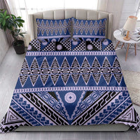 Vintage Bula Fiji Bedding Set Prussian Blue Tapa Masi Motif