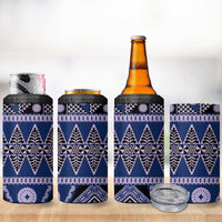 Vintage Bula Fiji 4 in 1 Can Cooler Tumbler Prussian Blue Tapa Masi Motif