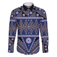 Vintage Bula Fiji Family Matching Short Sleeve Bodycon Dress and Hawaiian Shirt Prussian Blue Tapa Masi Motif