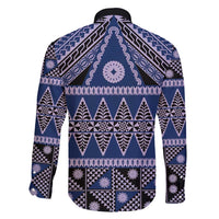 Vintage Bula Fiji Family Matching Short Sleeve Bodycon Dress and Hawaiian Shirt Prussian Blue Tapa Masi Motif