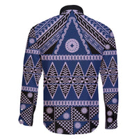 Vintage Bula Fiji Family Matching Summer Maxi Dress and Hawaiian Shirt Prussian Blue Tapa Masi Motif