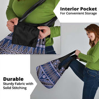 Vintage Bula Fiji Grocery Bag Prussian Blue Tapa Masi Motif