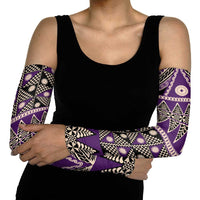 Vintage Bula Fiji Arm Sleeves Purple Tapa Masi Motif - Polynesian Pride