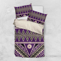 Vintage Bula Fiji Bedding Set Purple Tapa Masi Motif