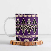 Vintage Bula Fiji Ceramic Mug Purple Tapa Masi Motif - Polynesian Pride