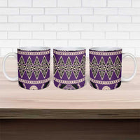Vintage Bula Fiji Ceramic Mug Purple Tapa Masi Motif - Polynesian Pride