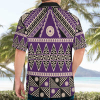 Vintage Bula Fiji Hawaiian Shirt Purple Tapa Masi Motif