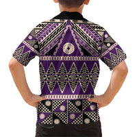 Vintage Bula Fiji Hawaiian Shirt Purple Tapa Masi Motif