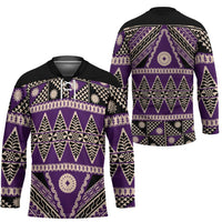 Vintage Bula Fiji Hockey Jersey Purple Tapa Masi Motif - Polynesian Pride