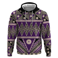 Vintage Bula Fiji Hoodie Purple Tapa Masi Motif