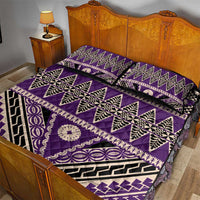 Vintage Bula Fiji Quilt Bed Set Purple Tapa Masi Motif