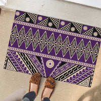 Vintage Bula Fiji Rubber Doormat Purple Tapa Masi Motif