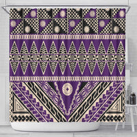 Vintage Bula Fiji Shower Curtain Purple Tapa Masi Motif