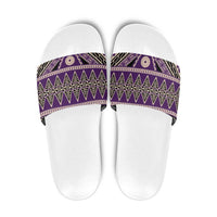 Vintage Bula Fiji Slide Sandals Purple Tapa Masi Motif - Polynesian Pride