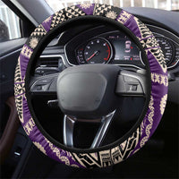 Vintage Bula Fiji Steering Wheel Cover Purple Tapa Masi Motif